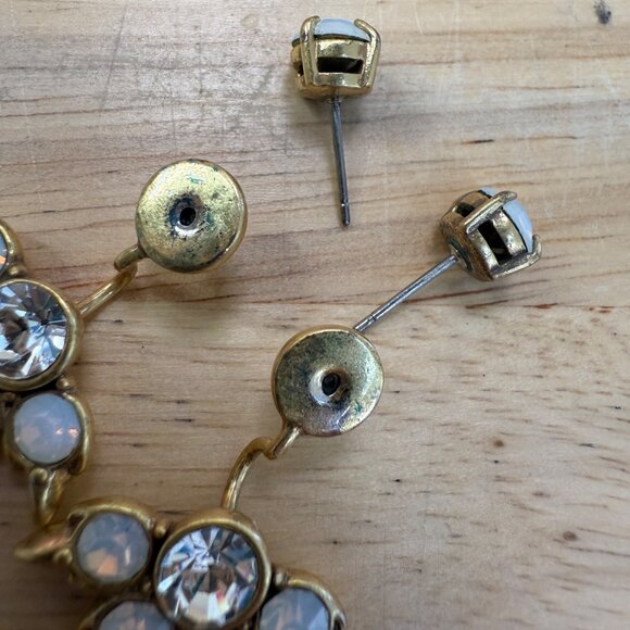 Stella & Dot Gold-Tone Crystal & Moonstone Spike Jacket Style Earrings - Picture 9 of 9